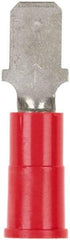 3M - 22 to 18 AWG, Vinyl, Partially Insulated, Male Wire Disconnect - 3/16 Inch Wide Tab, Red - Apex Tool & Supply