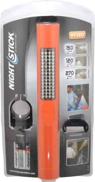 Bayco - White LED Bulb, 270 Lumens, Industrial/Tactical Flashlight - Orange Plastic Body, 4 AA Alkaline Batteries Included - Apex Tool & Supply