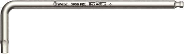 Wera - 6mm Hex, Long Arm, Hex Key - 172mm OAL, Metric System of Measurement - Apex Tool & Supply