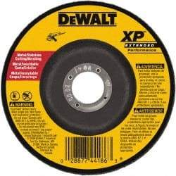 DeWALT - 24 Grit, 6" Wheel Diam, 3/32" Wheel Thickness, 7/8" Arbor Hole, Type 27 Depressed Center Wheel - Zirconia Alumina, Resinoid Bond, 10,100 Max RPM - Apex Tool & Supply