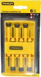 Stanley - 6 Piece Phillips & Slotted Screwdriver Set - Bit Sizes: Philips #0 - Apex Tool & Supply
