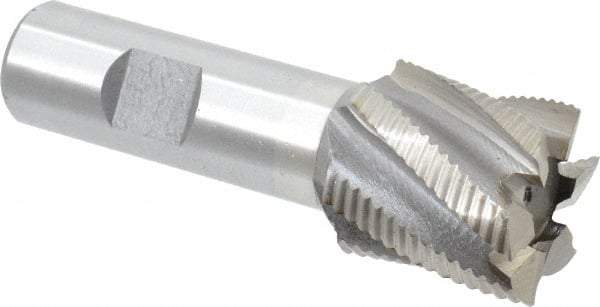 Interstate - 1-1/8" Diam, Fine Pitch, 1-1/8" LOC, 6 Flute Cobalt Roughing Square End Mill - Uncoated, 3-3/8" OAL, 3/4" Shank Diam, Single End - Apex Tool & Supply