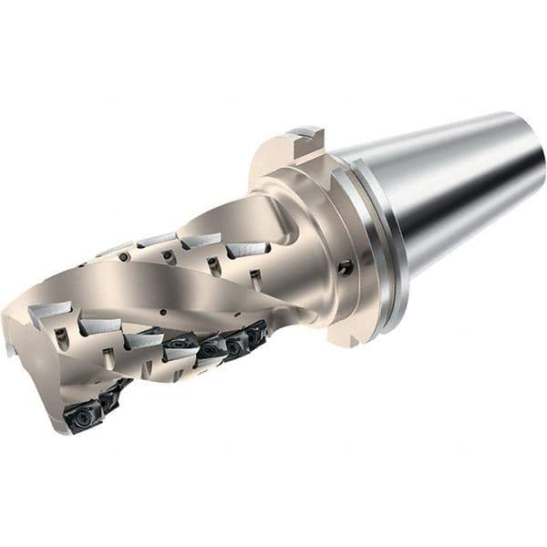 Walter - 2" Cut Diam, 3.346" Max Depth of Cut, 5" OAL, Indexable Square Shoulder Helical End Mill - Multiple Insert Styles, CAT 50 Taper Shank, 90° Lead Angle, Through Coolant, Series Xtra-tec - Apex Tool & Supply