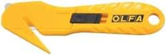 Olfa - Retractable Utility Knife - 1.58" High Carbon Tool Steel Blade, Yellow Nylon-6 Polyamide Handle, 1 Blade Included - Apex Tool & Supply