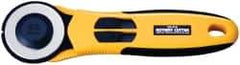 Olfa - Fixed Rotary Cutter - 1.77" Tungsten Tool Steel Blade, Yellow & Black ABS Plastic with Elastomer Inset Handle, 1 Blade Included - Apex Tool & Supply