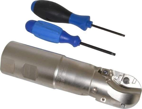 Seco - 2" Cut Diam, 2-3/4" Max Depth of Cut, 2" Shank Diam, 7.96" OAL, Indexable Ball Nose End Mill - Straight Shank, R218.20 Toolholder, 218.20-250.R/SCET 12 Insert - Apex Tool & Supply