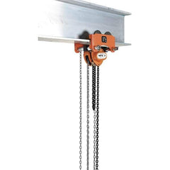 Vestil - 1 Ton Capacity Low Headroom Geared Trolley - 2-1/2" to 8" Flange Width - Apex Tool & Supply