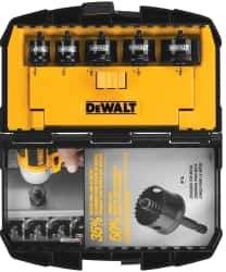 DeWALT - 5 Piece, 3" to 1-3/8" Saw Diam, Impact Rated Hole Saw Kit - Bi-Metal, Toothed Edge, Includes 5 Hole Saws - Apex Tool & Supply