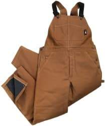 PRO-SAFE - Size L, Brown, Zipper, Cold Weather Bib Overall - Cotton, Nylon, 5 Pockets, Elastic Suspenders, Reinforced Knees, Brass Leg Zipper - Apex Tool & Supply