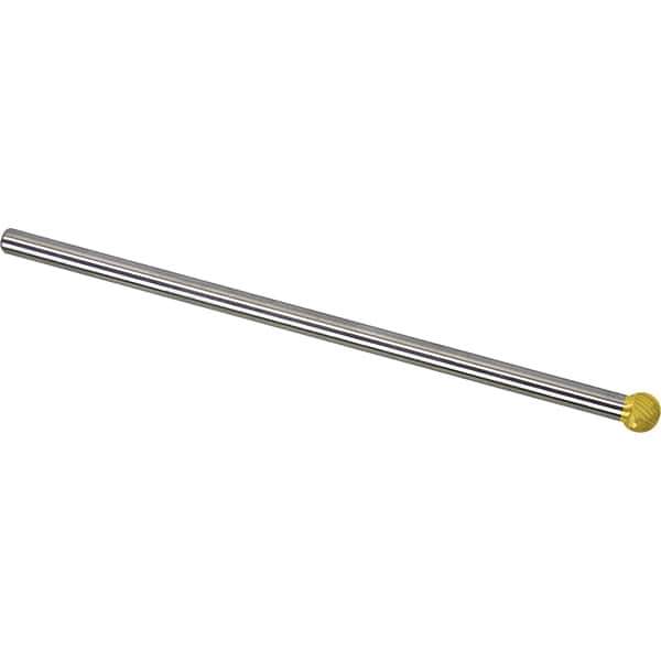 Made in USA - 1/4" Cut Diam, 1/4" Shank Diam, Ball Head Single Cut Burr - Carbide, 7/32" LOC, 6-3/4" OAL - Apex Tool & Supply