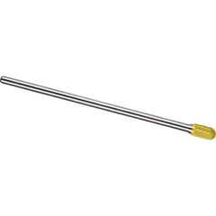 Made in USA - 6mm Cut Diam, 0.2362" Shank Diam, Cylinder with Radius Head Single Cut Burr - Carbide, 16mm LOC, 162mm OAL - Apex Tool & Supply