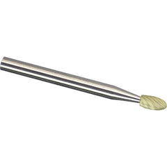 Made in USA - 3mm Cut Diam, 0.1181" Shank Diam, Oval Head Single Cut Burr - Carbide, 5.5mm LOC, 38mm OAL - Apex Tool & Supply