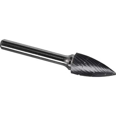 Made in USA - 19mm Cut Diam, 0.2362" Shank Diam, Tree Head Chipbreaker Cut Burr - Carbide, 25mm LOC, 70mm OAL - Apex Tool & Supply