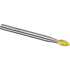 Made in USA - 1/8" Cut Diam, 1/8" Shank Diam, Tree Head Chipbreaker Cut Burr - Carbide, 3/8" LOC, 1-1/2" OAL - Apex Tool & Supply