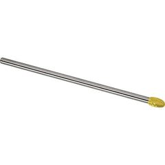 Made in USA - 3/8" Cut Diam, 1/4" Shank Diam, Oval Head Single Cut Burr - Carbide, 5/8" LOC, 6-5/8" OAL - Apex Tool & Supply