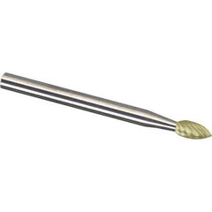 Made in USA - 6mm Cut Diam, 0.2362" Shank Diam, Tree Head Diamond Cut Burr - Carbide, 16mm LOC, 50mm OAL - Apex Tool & Supply