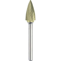 Made in USA - 19mm Cut Diam, 0.2362" Shank Diam, Tree Head Single Cut Burr - Carbide, 25mm LOC, 70mm OAL - Apex Tool & Supply