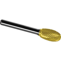 Made in USA - 9.5mm Cut Diam, 0.2362" Shank Diam, Oval Head Chipbreaker Cut Burr - Carbide, 16mm LOC, 61mm OAL - Apex Tool & Supply