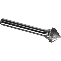 Made in USA - 5/8" Cut Diam, 1/4" Shank Diam, Cone Head Chipbreaker Cut Burr - Carbide, 5/16" LOC, 2-1/16" OAL - Apex Tool & Supply