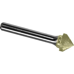 Made in USA - 5/16" Cut Diam, 1/4" Shank Diam, Cone Head Chipbreaker Cut Burr - Carbide, 3/16" LOC, 1-15/16" OAL - Apex Tool & Supply