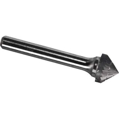 Made in USA - 3/8" Cut Diam, 1/4" Shank Diam, Cone Head Chipbreaker Cut Burr - Carbide, 3/16" LOC, 1-15/16" OAL - Apex Tool & Supply