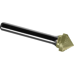 Made in USA - 5/16" Cut Diam, 1/4" Shank Diam, Cone Head Diamond Cut Burr - Carbide, 3/16" LOC, 1-15/16" OAL - Apex Tool & Supply