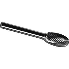 Made in USA - 3/8" Cut Diam, 1/4" Shank Diam, Oval Head Chipbreaker Cut Burr - Carbide, 5/8" LOC, 2-3/8" OAL - Apex Tool & Supply