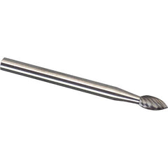 Made in USA - 1/8" Cut Diam, 1/8" Shank Diam, Carbide Double Cut Tree Burr - Apex Tool & Supply