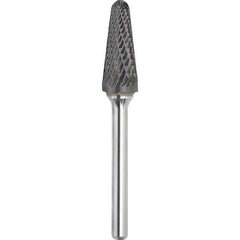 Made in USA - 16mm Cut Diam, 0.2362" Shank Diam, Cone Head Double Cut Burr - Carbide, 33mm LOC, 78mm OAL - Apex Tool & Supply