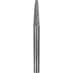 Made in USA - 3mm Cut Diam, 0.1181" Shank Diam, Cone Head Single Cut Burr - Carbide, 12.7mm LOC, 38mm OAL - Apex Tool & Supply