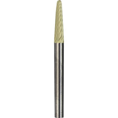 Made in USA - 1/4" Cut Diam, 1/4" Shank Diam, Cone Head Diamond Cut Burr - Carbide, 5/8" LOC, 2" OAL - Apex Tool & Supply