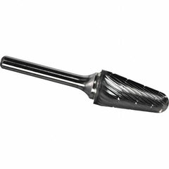 Made in USA - 1/2" Cut Diam, 1/4" Shank Diam, Cone Head Chipbreaker Cut Burr - Carbide, 1-1/8" LOC, 2-7/8" OAL - Apex Tool & Supply
