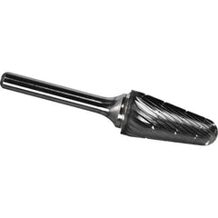 Made in USA - 9.5mm Cut Diam, 0.2362" Shank Diam, Cone Head Chipbreaker Cut Burr - Carbide, 27mm LOC, 71mm OAL - Apex Tool & Supply
