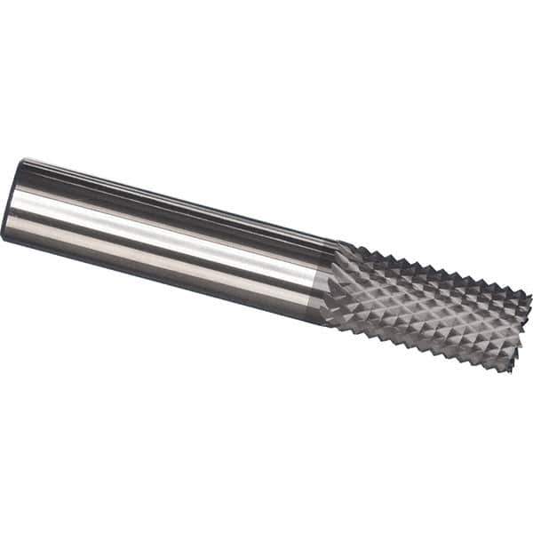 Made in USA - 6mm Diam, 25mm LOC, Burr End, Solid Carbide Diamond Pattern Router Bit - Right Hand Cut, 75mm OAL, Use on Fiberglass - Apex Tool & Supply