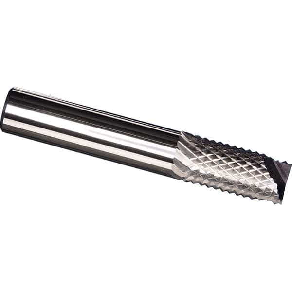 Made in USA - 1/4" Diam, 1" LOC, End Mill End, Solid Carbide Diamond Pattern Router Bit - Right Hand Cut, 2-1/2" OAL, 1/4" Shank Diam, Use on Carbon & Honeycomb, Carbon Fiber, Composite, Fiberglass, Graphite - Apex Tool & Supply