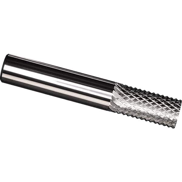 Made in USA - 1/4" Diam, 1" LOC, Plain End, Solid Carbide Diamond Pattern Router Bit - Right Hand Cut, 2-1/2" OAL, 1/4" Shank Diam, Use on Carbon & Honeycomb, Carbon Fiber, Composite, Fiberglass, Graphite - Apex Tool & Supply