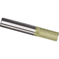 Made in USA - 6mm Diam, 25mm LOC, Burr End, Solid Carbide Diamond Pattern Router Bit - Right Hand Cut, 63mm OAL, Use on Fiberglass - Apex Tool & Supply