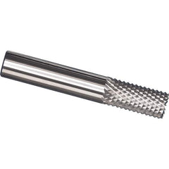 Made in USA - 8mm Diam, 25mm LOC, Burr End, Solid Carbide Diamond Pattern Router Bit - Right Hand Cut, 63mm OAL, Use on Fiberglass - Apex Tool & Supply