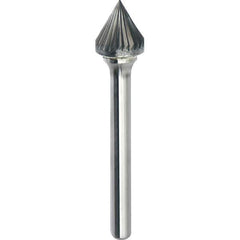 Made in USA - 19mm Cut Diam, 0.2362" Shank Diam, Cone Head Single Cut Burr - Carbide, 17.5mm LOC, 62.5mm OAL - Apex Tool & Supply