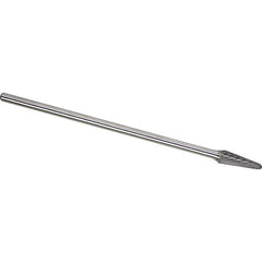 Made in USA - 1/4" Cut Diam, 1/4" Shank Diam, Cone Head Single Cut Burr - Carbide, 5/8" LOC, 6" OAL - Apex Tool & Supply