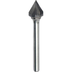 Made in USA - 5/16" Cut Diam, 1/4" Shank Diam, Cone Head Single Cut Burr - Carbide, 5/16" LOC, 2-1/16" OAL - Apex Tool & Supply
