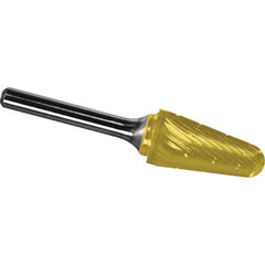 Made in USA - 19mm Cut Diam, 0.2362" Shank Diam, Cone Head Chipbreaker Cut Burr - Carbide, 38mm LOC, 83mm OAL - Apex Tool & Supply