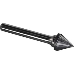 Made in USA - 3/4" Cut Diam, 1/4" Shank Diam, Cone Head Chipbreaker Cut Burr - Carbide, 11/16" LOC, 2-7/16" OAL - Apex Tool & Supply