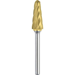 Made in USA - 19mm Cut Diam, 0.2362" Shank Diam, Cone Head Aluma Cut Burr - Carbide, 38mm LOC, 83mm OAL - Apex Tool & Supply