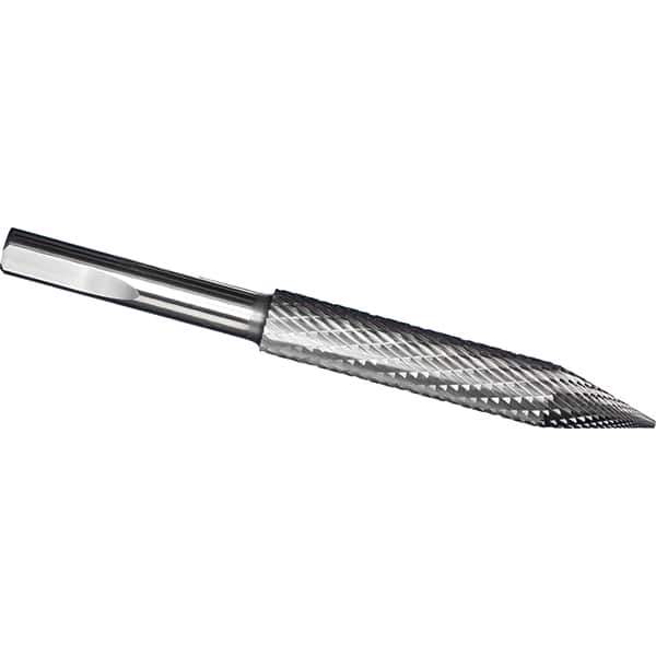 Made in USA - 3mm Cut Diam, 0.1181" Shank Diam, Cone Head Tire Cut Burr - Carbide, 14mm LOC, 38mm OAL - Apex Tool & Supply