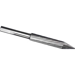 Made in USA - 3mm Cut Diam, 0.1181" Shank Diam, Cone Head Tire Cut Burr - Carbide, 14mm LOC, 38mm OAL - Apex Tool & Supply