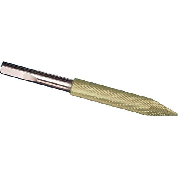 Made in USA - 3/16" Cut Diam, 3/16" Shank Diam, Cone Head Tire Cut Burr - Carbide, 1" LOC, 2" OAL - Apex Tool & Supply