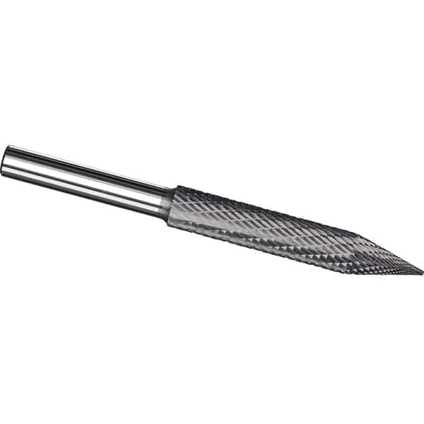 Made in USA - 3/8" Cut Diam, 3/8" Shank Diam, Cone Head Tire Cut Burr - Carbide, 3" LOC, 4-1/2" OAL - Apex Tool & Supply