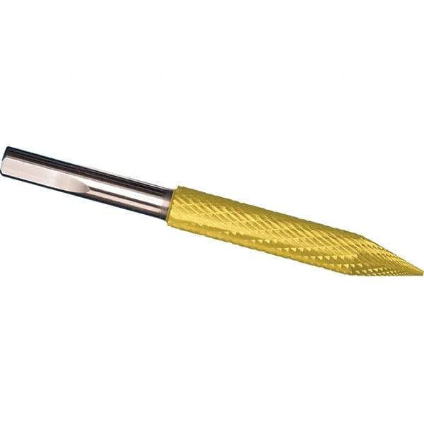 Made in USA - 3/16" Cut Diam, 3/16" Shank Diam, Cone Head Tire Cut Burr - Carbide, 2" LOC, 3" OAL - Apex Tool & Supply