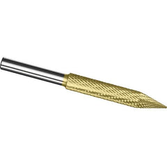 Made in USA - 5/16" Cut Diam, 5/16" Shank Diam, Cone Head Tire Cut Burr - Carbide, 2" LOC, 4" OAL - Apex Tool & Supply